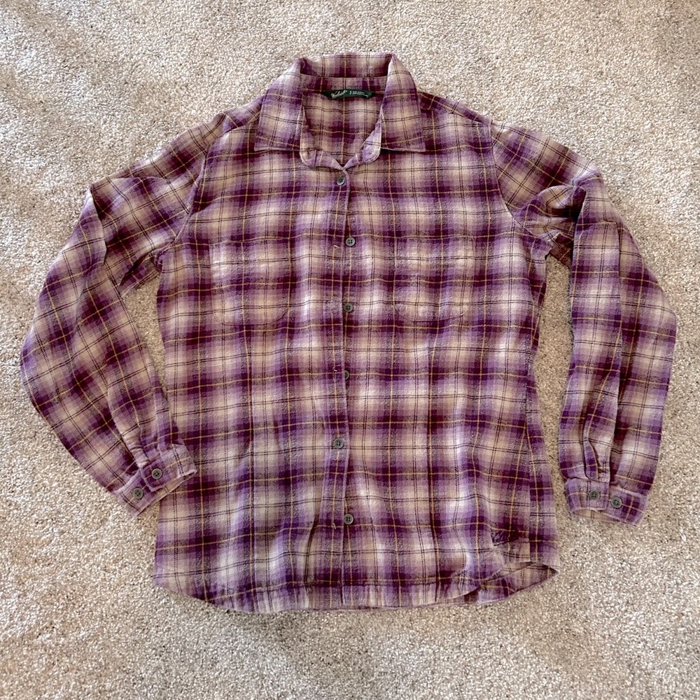 Woolrich flannel purple long sleeve shirt, size small